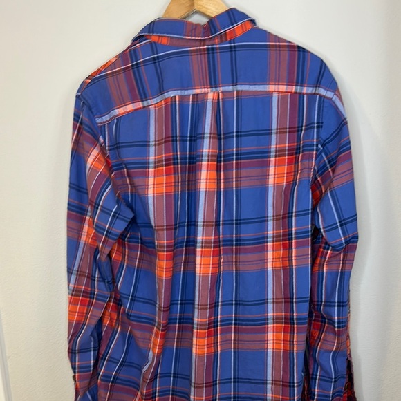 Polo by Ralph Lauren Men's Blue and Orange Plaid Shirt - Picture 4 of 4
